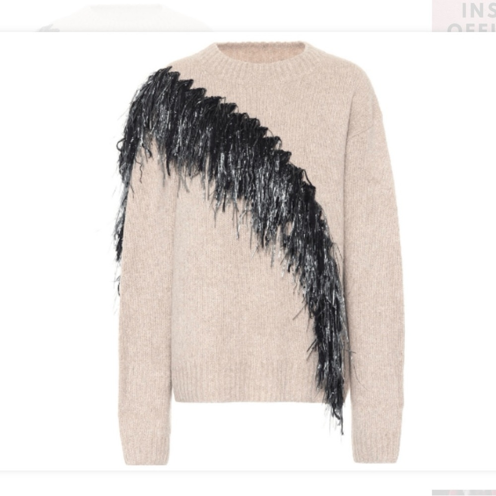 Dries Van Noten Cashmere/Wool Blend Sweater with Fringe Embellishment